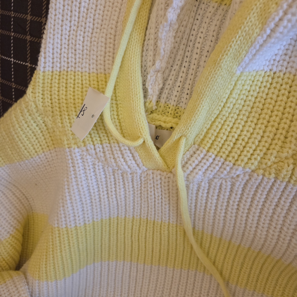 Style & Co. Yellow and White Striped Cowl Neck Sweater - Picture 2 of 4